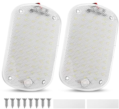 Thlevel 60 LED Innenbeleuchtung 12V-85V 8W Innenleuchte mit Schalter für Auto KFZ LKW Wohnmobil Van Caravan 2 Stücke
