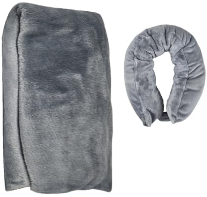 lomitech Travel Blanket and Neck Pillow 2-in-1,Soft Fleece Warm Blanket,Comfortable Airplane Travel Pillow,Portable Blanket for Airplane,Camping,Office,Car