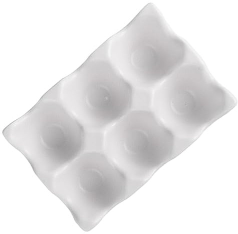 BUGUUYO Huevera de Cerámica 6 Rejillas Antideslizante para Refrigerador, Contenedor Práctico para Almacenar Huevos Frescos en Cocina de Uso Doméstico