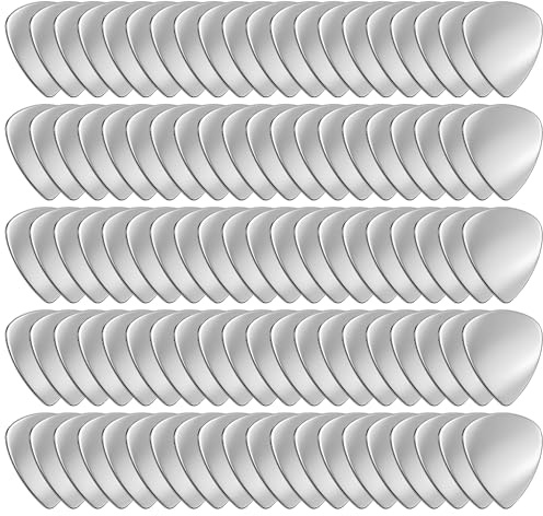 100PCS Metal Guitar Picks Stainless Steel Guitar Picks – 0.3mm Thickness Silver Tone Plectrums for Musical Instrument, Electric Guitar, Bass, Ukulele – Bulk Pack – New