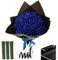 Bouquet di rose glitter, 20pcs da 9, 5 pollici lucido lucido bouquet, rose finte fai -da -te con stelo, nastri avvolgenti e carta da avvolgimento per anniversario, fidanzamento, matrimonio, fiori blu