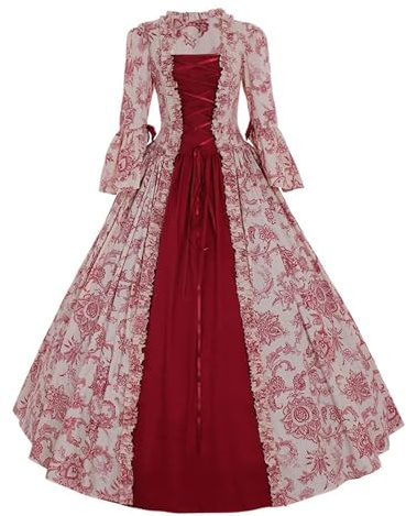 Robes Rococo pour femmes du 18ème siècle – Robe médiévale victorienne pour reine, en dentelle, manches cloches, pour bal, adultes, renaissance, Halloween, costume vintage, pour thé, soirée de promo