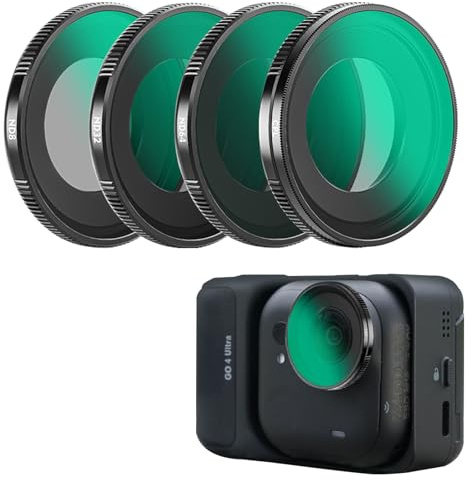Kameralinsfilter set för insta360 Go Ultra, UV CPL polariserande skyddande ND8 ND32 ND64 kamerafilter för insta360 Go Ultra tillbehör, flerbelagt HD-optiskt glas (svart dimma 1/4)