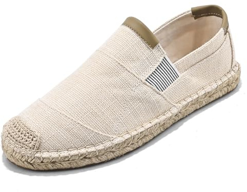 Alexis Leroy Espadrilles en Toile pour Homme Chaussures en Esparilles Décontractées Beige 43 EU