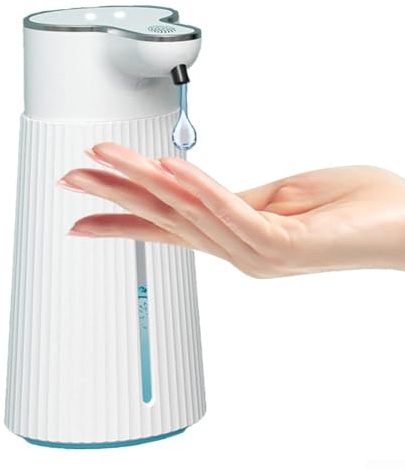 Dolvitrny Dispenser automatico di sapone in schiuma, dispenser di sapone per le mani a infrarossi touchless per bagno - Liquidificatore di sapone schiumoso a parete, capacità 400 ml, ABS+PP (gocce)
