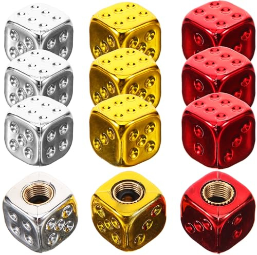 CALLARON 12 Tapas de Válvula para Neumáticos Diseño en Forma de Dado, Ajuste Seguro Rosca Estándar Americana, Material Abs y Cobre para Vehículos