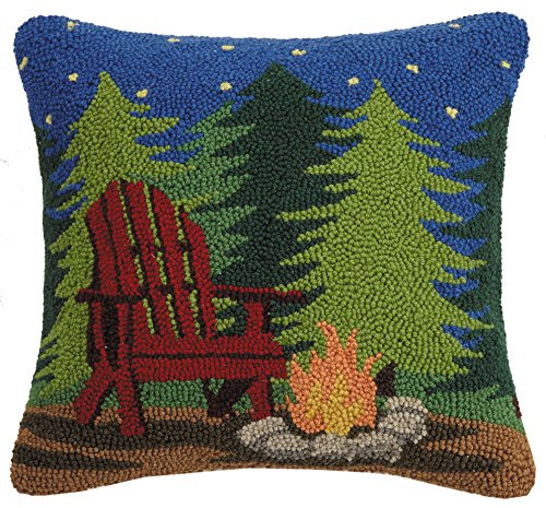 Peking Handicraft Campfire Scene Hook, 16x16 Throw Pillow