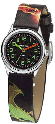 JACQUES FAREL Kinder-Armbanduhr Jungen Drache Analog Quarz Metall Leatherette HCC 333
