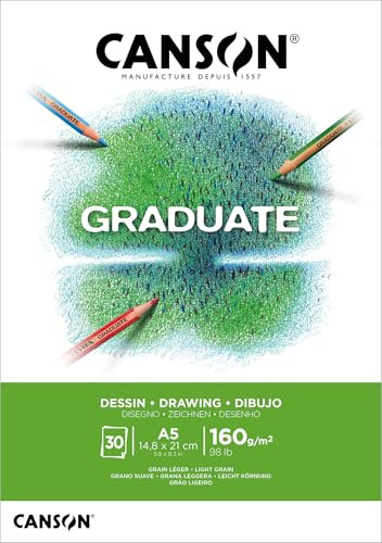 Canson Graduate Dibujo Bloc Encolado A5 30H Fino 160g Blanco Natural