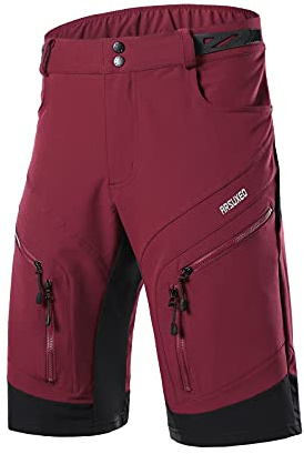 ARSUXEO Radhose Herren MTB Shorts ohne Polsterung Radfahren Shorts Klassisch Wasserdicht 1903 Rot M