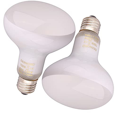 DERNORD Basking Wärmelampe Terrarium 150W - Reptilien Basking Glühbirne Wärmelampe Schildkröten Daylight Spot Lampe Tiere für Lchildkrot Bartagame Schlangen Achatschnecken Terrarium 2Pack White