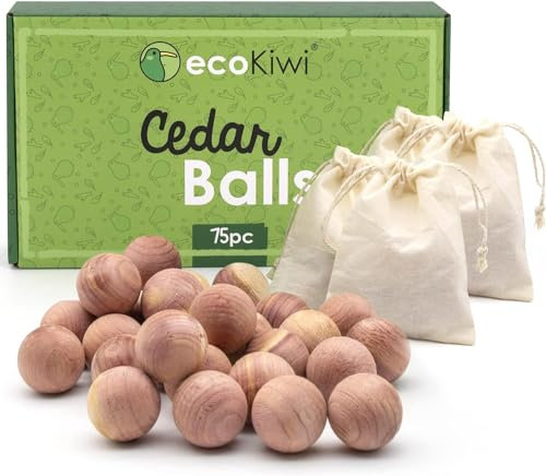 ecoKiwi Anti Mites Textiles en Boules de Cèdre Naturelles 75 Boules - Antimites Vêtements Puissant Sans Produits Chimiques - Répulsifs à Mites de Vêtements pour Placards Tiroirs & Protection Durable