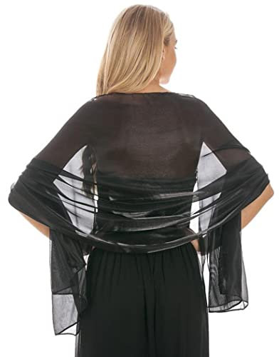 Aukmla Seidiger Satin Tücher und Wraps Hochzeit Pashmina Schals Wickel Stola Schal für Bräute Brautjungfern Hochzeiten Abend Party Formelle Kleider (Schwarz)
