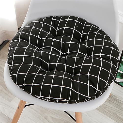 DOTBUY-SHOP Cojines Sillas Jardin Pack 1 Cojines Redondos Cojines de Asiento para Sillas de Terraza Cocina Patio Balcón Salón, para Decoración Interior o Exterior (Cuadros Negros,40x40cm)