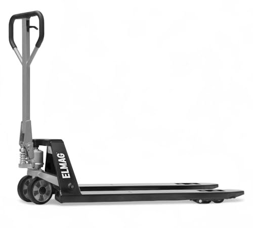 Elmag Handhubwagen HW 2500 – Hubwagen mit 2500 kg Tragkraft, 1150 mm Gabellänge, 540 mm Gabelbreite – Palettenwagen mit Gummirädern & Polyurethan-Tandemrollen – Gabelhubwagen für mühelosen Transport