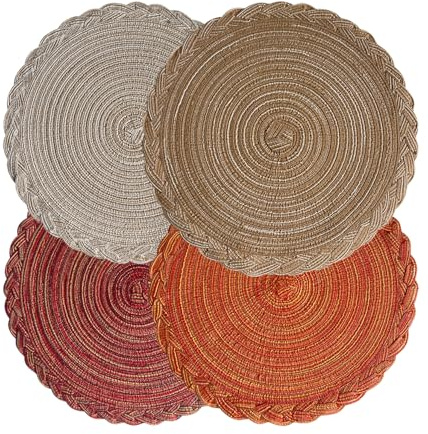 Bordstablett Octonyluck rund bordstablett tvättbara set om 4, boho bordsset (set om 4)