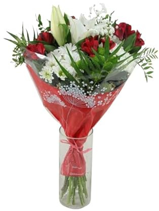 DECOALIVE| Ramo de Flores Rojas Naturales Ideal para Decorar el Hogar