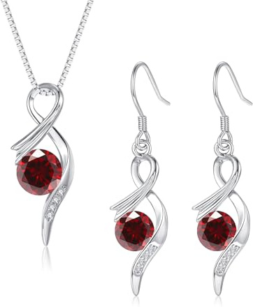 Cangall Silber Schmuck Set Damen, 925 Sterling Silber Halskette & Ohrringe Hängend Set mit Cubic Zirkonia, 45+5cm Silberkette Anhänger mit Ohrringe Silber, Liebesgeschenk zum Muttertag Weihnachten