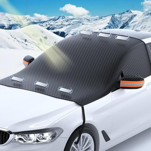 Anyingkai Frontscheibenabdeckung Winter,Windschutzscheibenabdeckung Eingebaut Magnet,Scheibenabdeckung Auto Winter,Frontscheibenabdeckung Verdicken Faltbar,Für Die Gegen,Schnee,EIS,Frost,Staub,Sonne