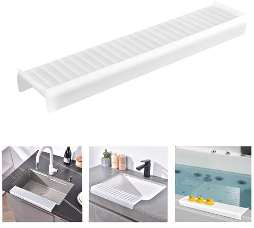 iAnomla Kitchen Sink Splash Guard, 20 51cm Silicone Sink Edge Protector, Stainless Steel, Granite, Quartz Countertop Protector, Sponge Holder Bathtub Splash Guard, Odor Free, Transparent