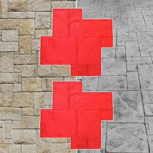 YJKKZQLB Betonformen, 2 Stück, dekorative Steinfliesen-Betonstrukturmatte, 90 cm x 90 cm, DIY-Betonstempel, dekorative Betonbodenstempelform für den Außenbereich für Zement