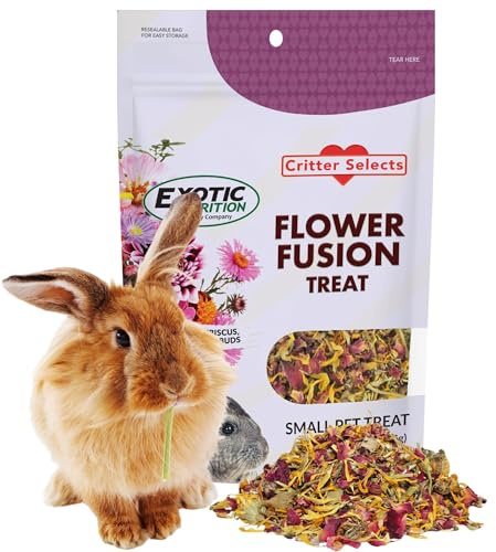 Flower Fusion Treat (3 oz.) - Healthy Natural Dried Flower Herbivore Treat - Chinchillas, Guinea Pigs, Rabbits, Prairie Dogs, Degus, Hamsters, Rats, Squirrels, Sugar Gliders & Other Small Pets