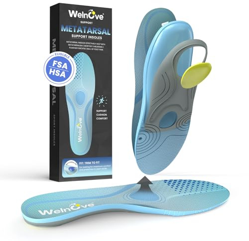 Welnove Plantillas ortopédicas para neuroma de Morton y metatarsalgia, con acolchado de gel para alivio del dolor y comodidad durante todo el día para hombres y mujeres