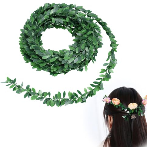 LQIOACU 1 Stück 7,5 M Künstliche Blumenreben Efeu Künstlich Efeu Girlande Seidenkranz Grüne Blätter Grün Gefälschte Efeuranken Hochzeit Wand Handwerk Dekor (Grün)