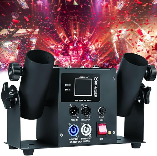 Macchina spara coriandoli elettrica a 2 colpi, cannone spara coriandoli elettrico professionale, DMX512 e telecomando, per matrimoni, club, palchi, feste.