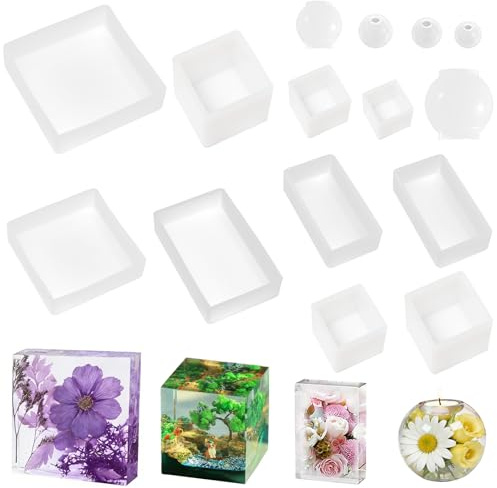 Neikafan 15 Piezas Moldes Rectangulares, Cuadrados, Esfera de Silicona