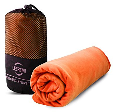 Norstat Serviette Sport Microfibre avec Housse de Transport- Orange - 76x152 cm, 152 x 76 CM