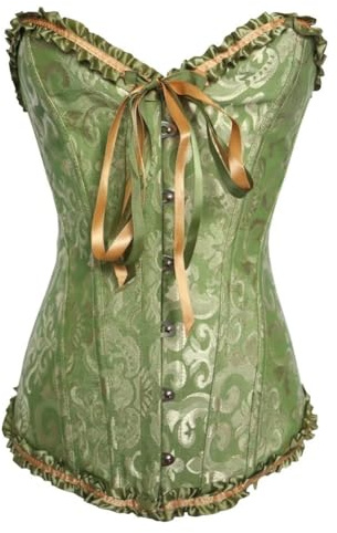 Dreamburn Korsett, bustier, brudunderkläder med snörning, satinkorsett med skenor, gotisk överbystkorsett för kvinnor, body, midjetränare, gRÖN, S