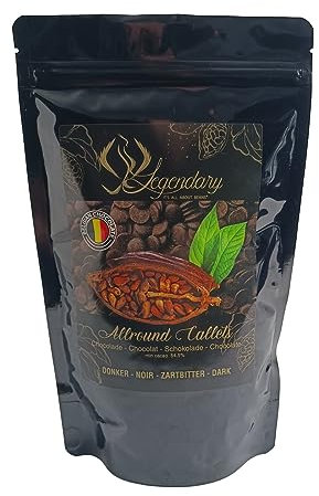Legendary - it's all about beans CALLETS NOIR 500 gr - Originales pastilles, drops de chocolat belge pour fondue, fontaines, couverture. cacao à boire et plus Noir