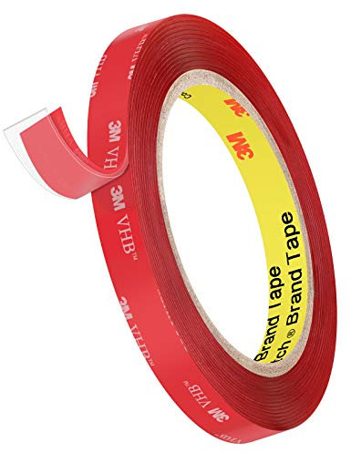 Roseberry Double Sided Heavy Duty Mounting Tape, Easy Peel Waterproof VHB Foam Tape, 4.8m Length, 10mm Width,1mm Thickness for Car,Home and Office Deco