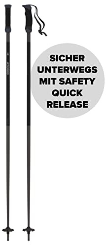 ATOMIC AMT SQS Skistöcke - Schwarz - Länge 125 cm - Zuverlässiger 4* Aluminium Skistock - Ergonomischem Griff am Stock - Safety Quick Release System - Stöcke mit 60mm-Pistenteller