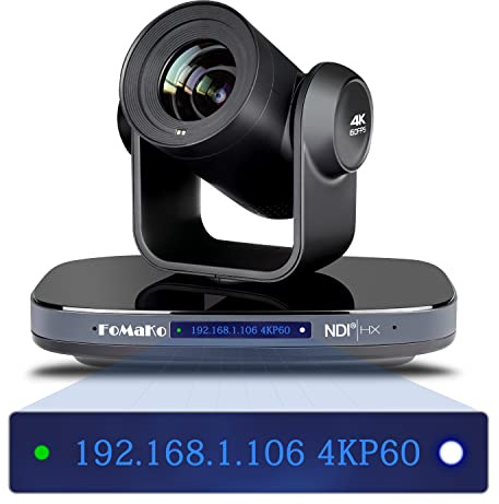 FoMaKo 60FPS 4K NDI PTZ Camera 20X Optical Zoom, 4KP60 AI Auto-Tracking Camera, 1/1.8 UHD CMOS 8.42MP USB3.0 3G-SDI HDMI, for Church Worship Education Conference Events (NDI License Included) (K820N)