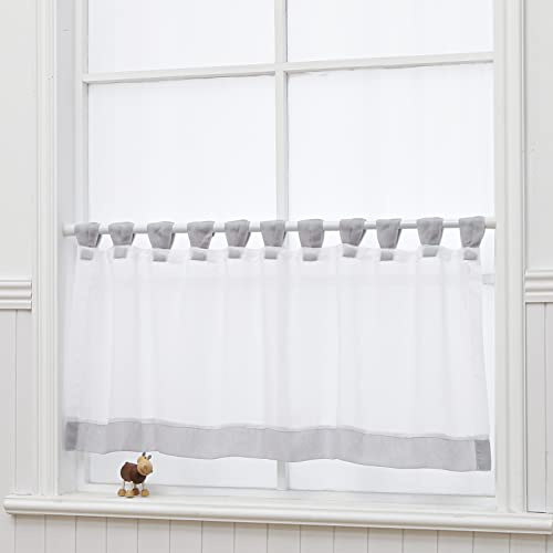 NSXIN Rideau brise-bise en voile avec passants - Transparent - Moderne - En gaze - Pour cuisine, salon, maison de campagne - 45 x 120 cm - Bords gris