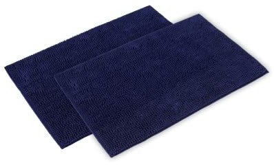 WohnDirect Badematten Set 2 teilig - Dunkelblau 70 x 120 cm - rutschfest & Waschbar - Badvorleger, Badezimmerteppich, WC Vorleger