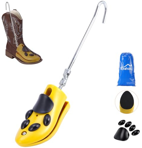 Exshoiu Shoe Boot Stretcher for Cowboy Boots, 1 Pcs Boot Instep Stretcher for Men Thick Feet, Adjustable Leather Boot Stretcher Stretching Height