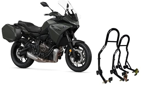 Coppia di 2 cavalletti moto alzamoto alza ruota anteriore e posteriore per alzare la gomma davanti e dietro della Yamaha Tracer 700 ABS GT