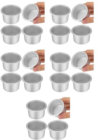 BESTonZON 20 Pack 6.4cm Round Cake Tin Set Aluminum Mini Baking Pan with Removable Bottom for Mini Cheesecake Muffin Small Sponge Mould for Wedding Party Afternoon Tea Air Fryer