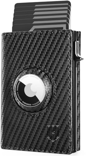 DODENSHA® MagSnap AirTag Wallet Herren mit RFID Schutz, Kartenetui Smart Klein für 10+ Karten, Münzfach, Carbon mit AirTag* Fach