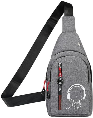 Wffeila Brusttasche Herren,Sling Schulterrucksack,Brusttasche Sling Rucksack,Schultertasche Brusttasche,﻿Mode Hüfttasche Kleine Umhängetasche,Sporttasche Schultertaschen (Grau)