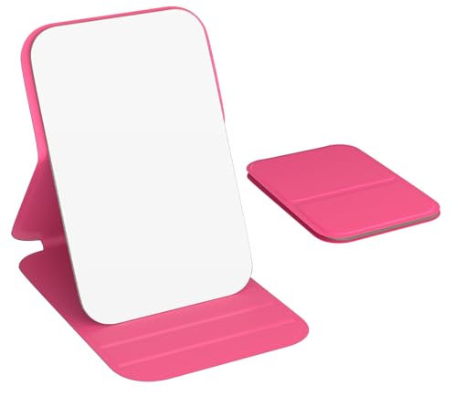 wobsion Faltbarer Spiegel mit Kortikale Schale,Kleiner Handspiegel für Handtaschen,Klappbarer Tragbarer Reisespiegel für Reise und Makeup,Mini Taschenspiegel als Geschenk,10 * 7 * 0.7cm,Lila