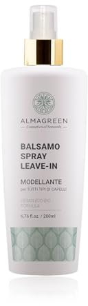 Almagreen Spray Leave-In Modellante per Capelli Grassi, Ricci o Mossi - Balsamo Idratante Anticrespo, Formula Naturale, 200ml