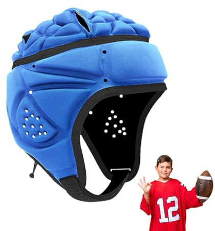 Xujuika Casque De Rugby Casque Football | Protège-tête De Rugby | Casque Rugby Rembourré Doux pour Enfant - Mentonnière À Bords Doux, Trous Conçus pour Faciliter La Ventilation