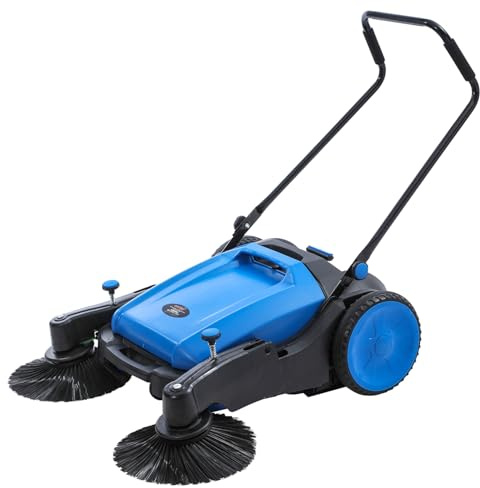 KATSU Tools Barrendera Manual, 2 Cepillos Laterales, Contenedor de Residuos de 55L, Ancho de Barrido de 1050mm, Sin Electricidad, Barrendera para Interior y Exterior 335140