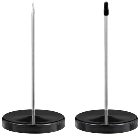 euluoziqing 2 Pcs Pincho para Notas, Soporte para Recibos, Soporte de Púas de Papel con Base Redonda para Restaurantes Bares Oficinas (Negro)