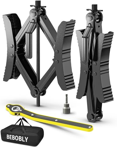 BEBOBLY Camper RV Wheel Chock Stabilizer 2 Sets, Heavy Duty X-Shaped Camper Wheel Chocks with Wrench for Travel Trailer, Fits 3.5 to 12 Wheel Gaps, Anti-Move Tire Wheel Chock
