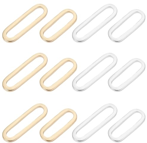 Beebeecraft 1 låda 48 st ovala länkringar 24K guld och 925 sterling silverpläterad mässing ovala hoppringar länkanslutningar för gör-det-själv halsband armband örhänge smyckestillverkning